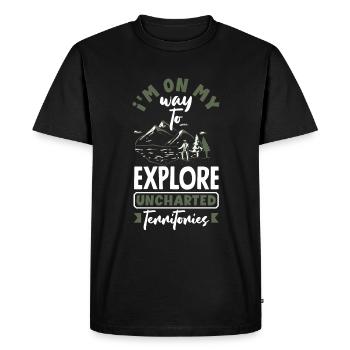 Je suis en route pour explorer des territoires inexplorés - T-shirt Premium bio Homme - noir - Devant - Nico (187cm)