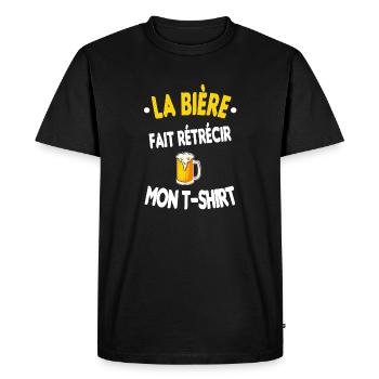 La bière fait rétrécir mon t-shirt humour - T-shirt Premium bio Homme - noir - Devant - Nico (187cm)