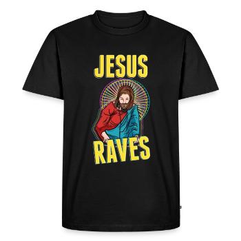 Jésus s’extasie EDM Techno Rave parti de fer - T-shirt Premium bio Homme - noir - Devant - Nico (187cm)
