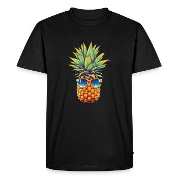 Ananas avec lunettes de soleil: fraîcheur estivale - T-shirt Premium bio Homme - noir - Devant - Nico (187cm)