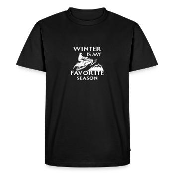 WINTER IS FAVORITE Season TShirt - Men's Premium Organic T-Shirt - black - Front - Nico (187cm)