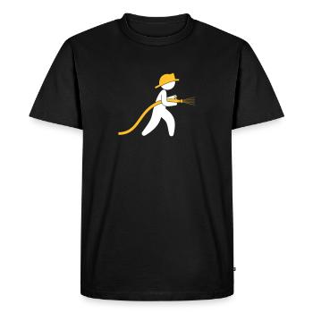 Un pompier avec un tuyau d'eau - T-shirt Premium bio Homme - noir - Devant - Nico (187cm)