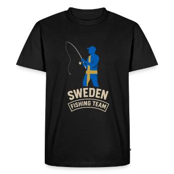 Sweden Fishing Team Adventure Design - Men's Premium Organic T-Shirt - black - Front - Nico (187cm)