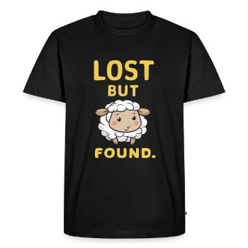 Funny Sheep Design Lost But Found - Men's Premium Organic T-Shirt - black - Front - Nico (187cm)