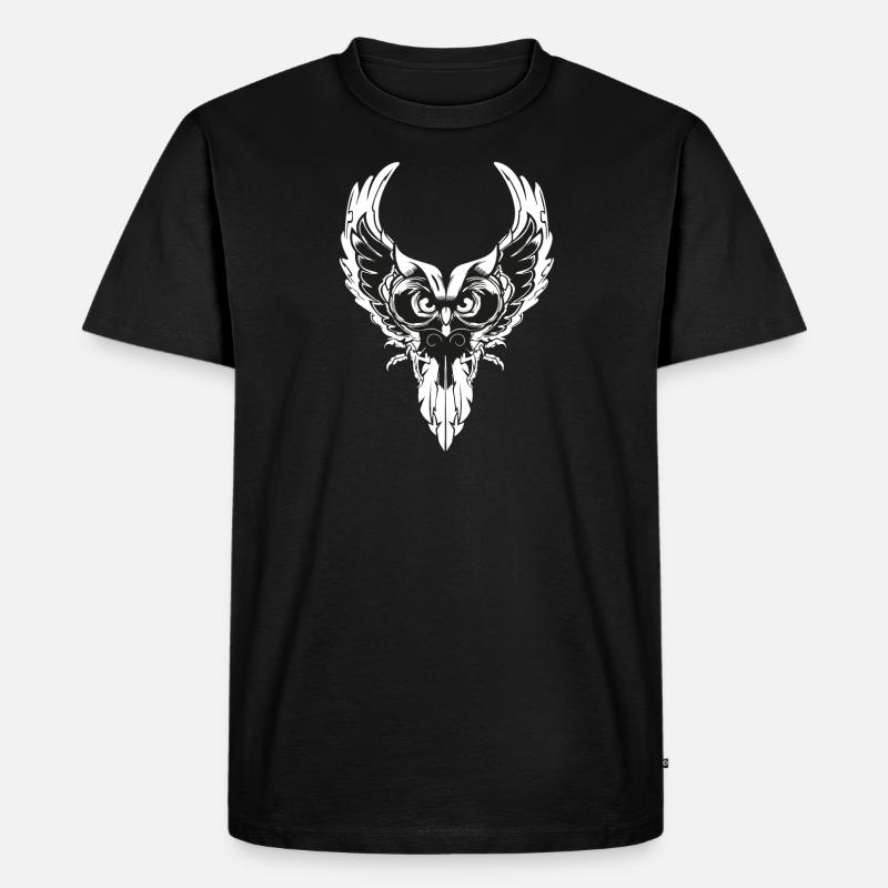 Eule - Männer Premium Bio T-Shirt - Schwarz