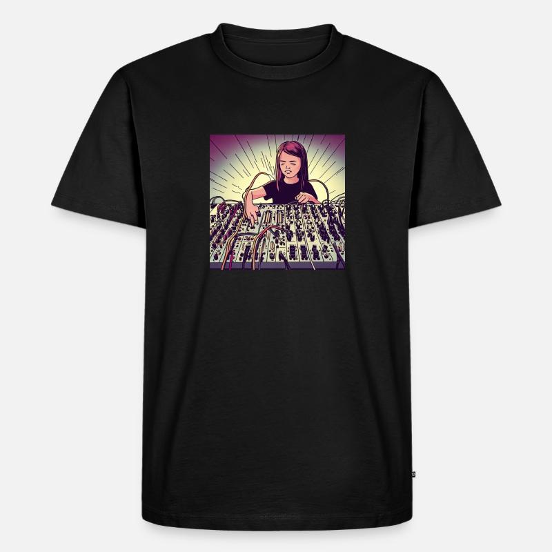 Synthesizer-Mädchen - Männer Premium Bio T-Shirt - Schwarz