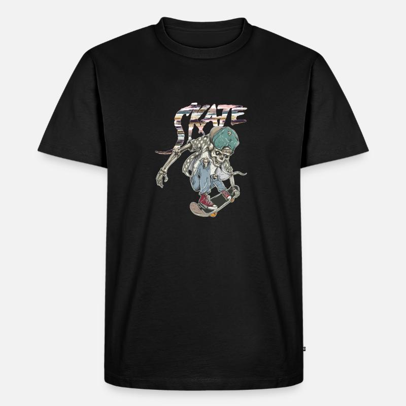 Skate Schädel - Männer Premium Bio T-Shirt - Schwarz