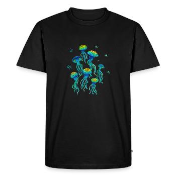 Méduse Swirly - T-shirt Premium bio Homme - noir - Devant - Nico (187cm)