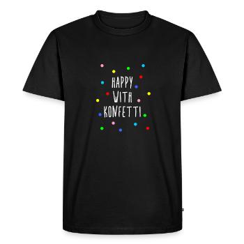 Heureux avec la fête des confettis disant confettis dictons - T-shirt Premium bio Homme - noir - Devant - Nico (187cm)