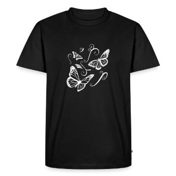 Butterfly Tatoo Gift Girlfriend Flowers Tendril - Men's Premium Organic T-Shirt - black - Front - Nico (187cm)