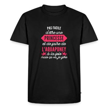 princesse / aquaponey / humour fille - T-shirt Premium bio Homme - noir - Devant - Nico (187cm)