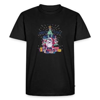 Santa Clause Santa Claus with 4 arms Christmas tree - Men's Premium Organic T-Shirt - black - Front - Nico (187cm)