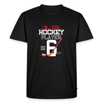 this little hockey player is 6 - hockey-player - T-shirt Premium bio Homme - noir - Devant - Nico (187cm)