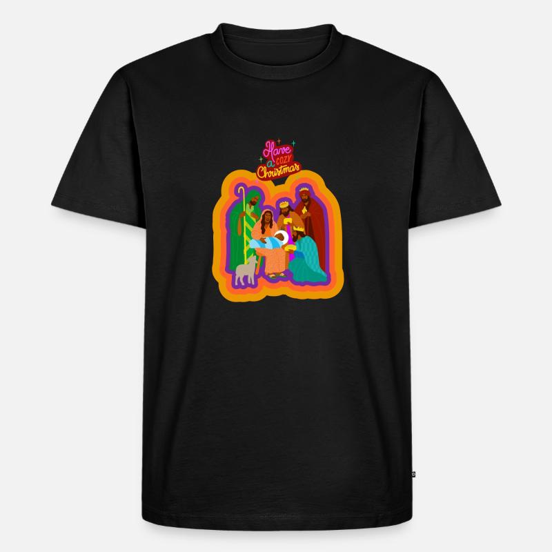 Weihnachtskrippe - Männer Premium Bio T-Shirt - Schwarz
