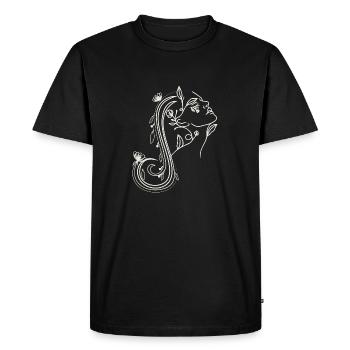 SILHOUETTE DE FEMME AVEC DES PLANTES - T-shirt Premium bio Homme - noir - Devant - Nico (187cm)