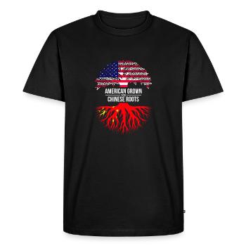 CULTIVÉ AUX ÉTATS-UNIS AVEC DES RACINES CHINOISES - T-shirt Premium bio Homme - noir - Devant - Nico (187cm)