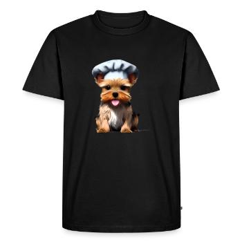 Yorkshire Terrier Puppy Cooking Restaurateur Dog - Men's Premium Organic T-Shirt - black - Front - Nico (187cm)