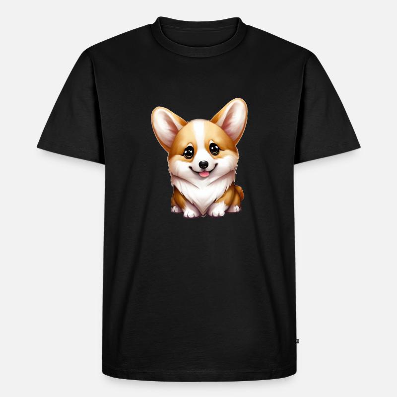 corgi - Männer Premium Bio T-Shirt - Schwarz