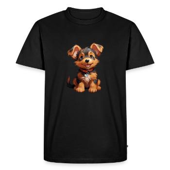 Chibi dog - Men's Premium Organic T-Shirt - black - Front - Nico (187cm)