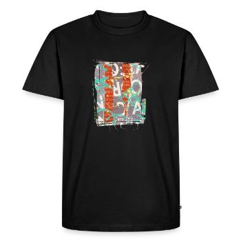 Extraits de journaux Albums Magazines Code alphabet - T-shirt Premium bio Homme - noir - Devant - Nico (187cm)