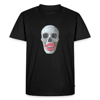 Crâne aux lèvres rouges - T-shirt Premium bio Homme - noir - Devant - Nico (187cm)