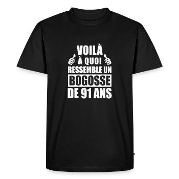 bogosse de 91 ans / cadeau anniversaire 91 ans - T-shirt Premium bio Homme - noir - Devant - Nico (187cm)