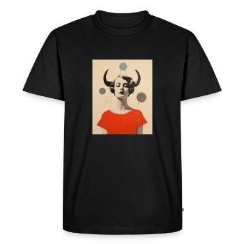 Taureau collage art astrologie - T-shirt Premium bio Homme - noir - Devant - Nico (187cm)
