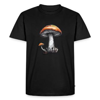 Champignon, Cèpes, Nature, Automne, Chanterelle - T-shirt Premium bio Homme - noir - Devant - Nico (187cm)