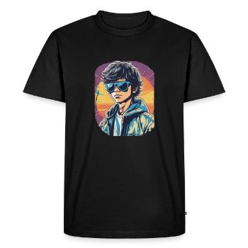 80's Vibes - Men's Premium Organic T-Shirt - black - Front - Nico (187cm)
