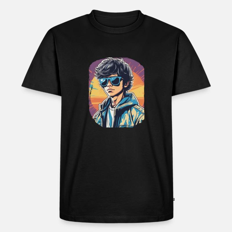 80er Vibes - Männer Premium Bio T-Shirt - Schwarz