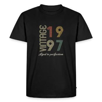 Cadeau d’anniversaire 27 ans - 1997 - T-shirt Premium bio Homme - noir - Devant - Nico (187cm)