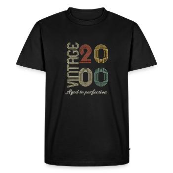 Cadeau d’anniversaire 24 ans - 2000 - T-shirt Premium bio Homme - noir - Devant - Nico (187cm)