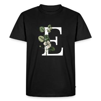 lettre e botanique vert - T-shirt Premium bio Homme - noir - Devant - Nico (187cm)