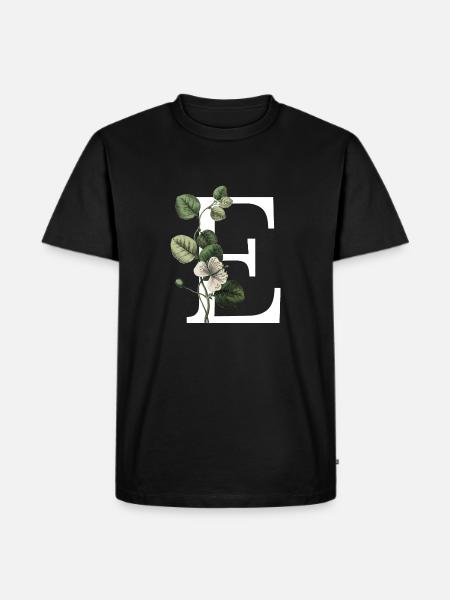Green Botanical Letter E - Men's Premium Organic T-Shirt - black