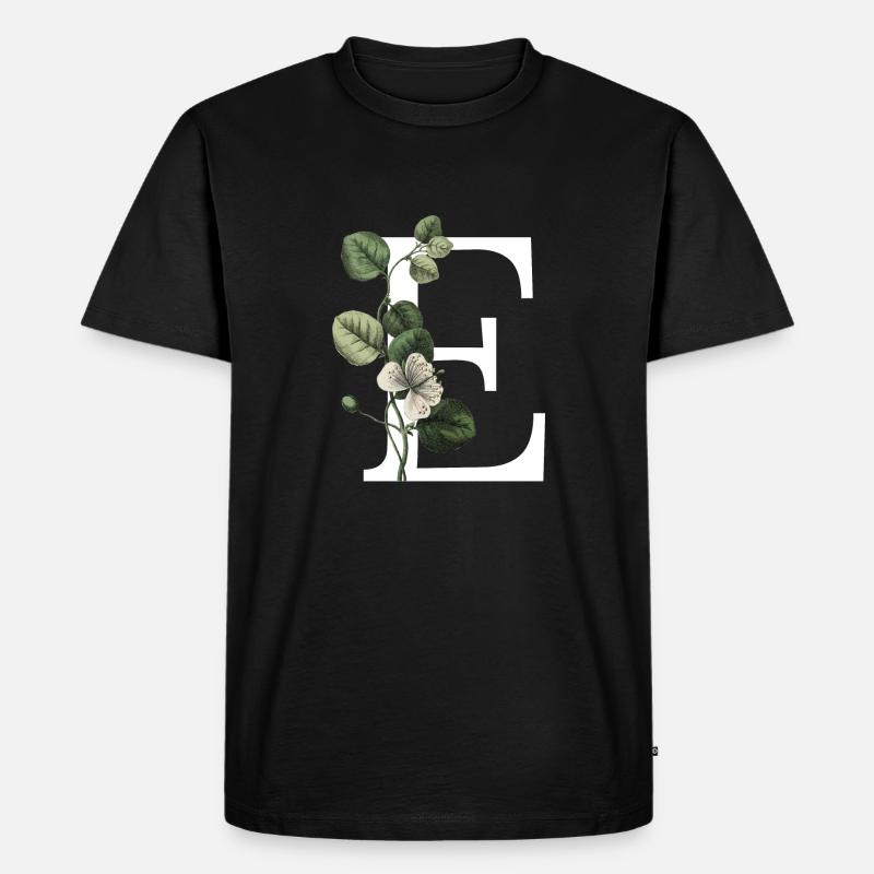 lettre e botanique vert - T-shirt Premium bio Homme - noir