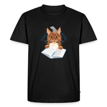 Le chat et la souris adorent lire des livres - T-shirt Premium bio Homme - noir - Devant - Nico (187cm)