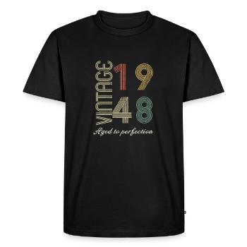 76 Year Old Birthday Gift - 1948 - Men's Premium Organic T-Shirt - black - Front - Nico (187cm)