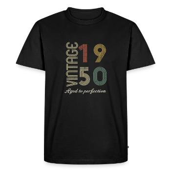 Cadeau d’anniversaire 74 ans - 1950 - T-shirt Premium bio Homme - noir - Devant - Nico (187cm)