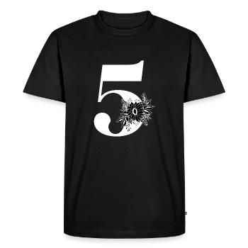 Numéro 5 floral noir -5e anniversaire floral - T-shirt Premium bio Homme - noir - Devant - Nico (187cm)
