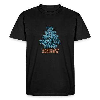 Agilité Faites plus de ce qui vous rend bleu/orange - T-shirt Premium bio Homme - noir - Devant - Nico (187cm)