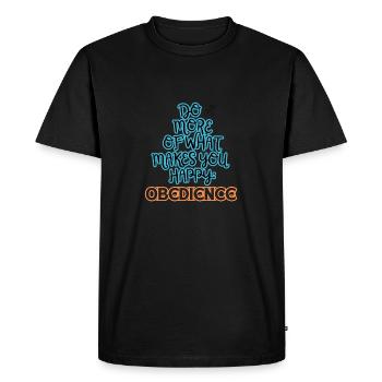 Obéissance Faites plus de ce qui vous rend bleu/orange - T-shirt Premium bio Homme - noir - Devant - Nico (187cm)