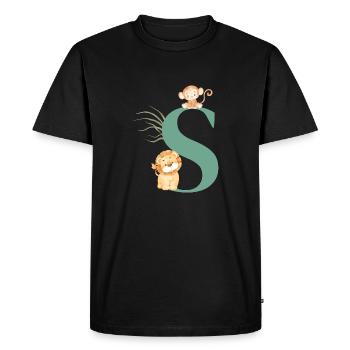 Jungle animal green letter - Men's Premium Organic T-Shirt - black - Front - Nico (187cm)