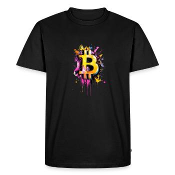 Argent Bitcoin Crypto BTC Finance - T-shirt Premium bio Homme - noir - Devant - Nico (187cm)