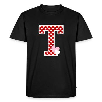 Letter t heart - Men's Premium Organic T-Shirt - black - Front - Nico (187cm)