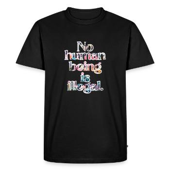 no human is illegal - The Original - Men's Premium Organic T-Shirt - black - Front - Nico (187cm)