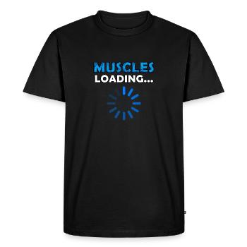 Chargement musculaire - T-shirt Premium bio Homme - noir - Devant - Nico (187cm)