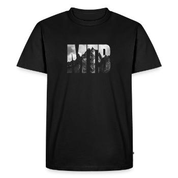 VTT avec photo de fond avec montagne et glacier - T-shirt Premium bio Homme - noir - Devant - Nico (187cm)