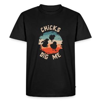 Chicks Dig Me Funny Easter Chicken - Men's Premium Organic T-Shirt - black - Front - Nico (187cm)