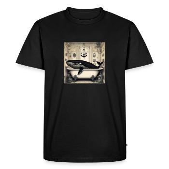 Whale,Bathroom,Newspaper,Retro,vintage - Men's Premium Organic T-Shirt - black - Front - Nico (187cm)