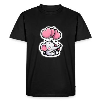 Cute baby elephant with heart balloon elephant mom - Men's Premium Organic T-Shirt - black - Front - Nico (187cm)